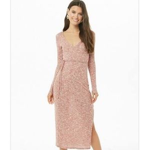 Marled Knit Surplice Dress